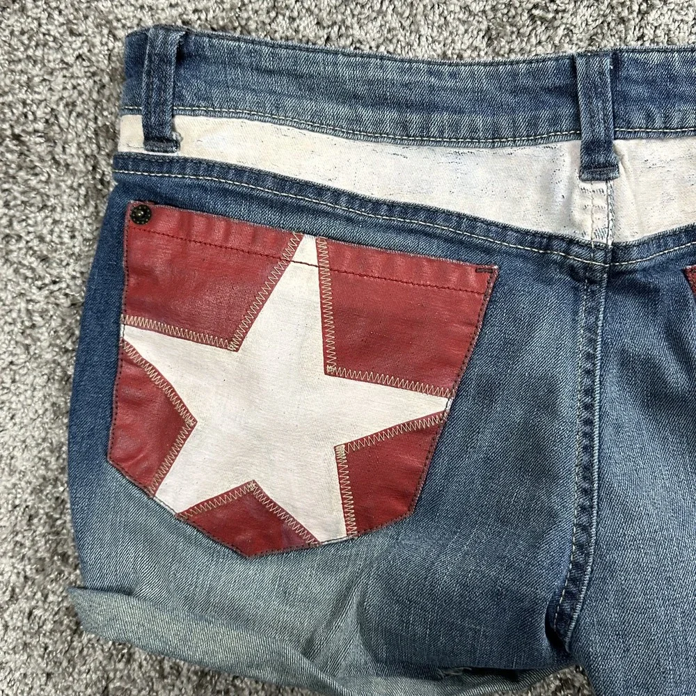Authentic Icon Shorts Womens 30 Distressed Low Rise Y2K Rodeo Festival Sequin - Picture 14 of 16